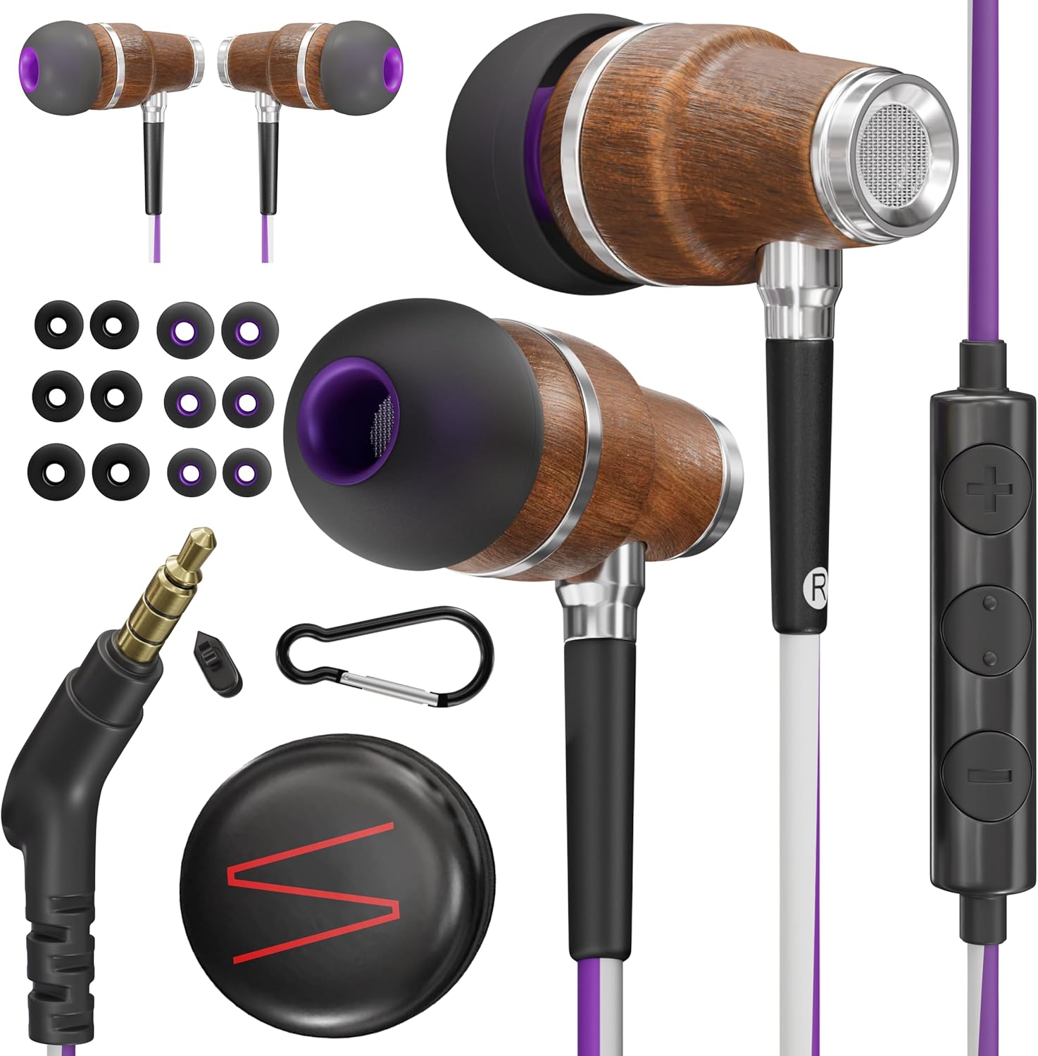 Symphonized Wired Earbuds with Microphone - 90% Noise Cancelling Earbuds Wired for Computer, Laptop & Phone - Corded In-Ear Headphones, Plug In Earphones with Mic, Ear Buds with Wire (3.5mm Aux Jack)