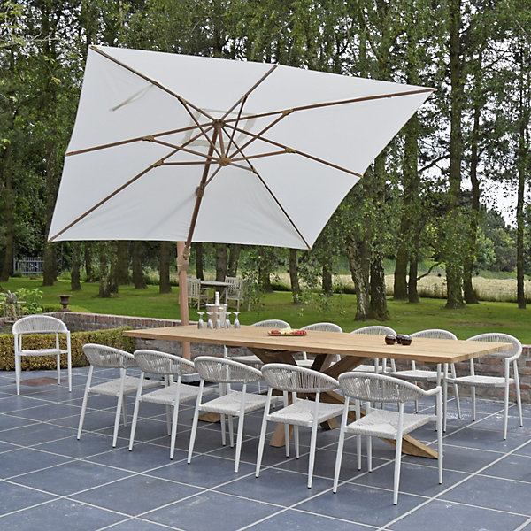 Parasol déporté aluminium finition bois toile écrue 4x3 m Poseidon