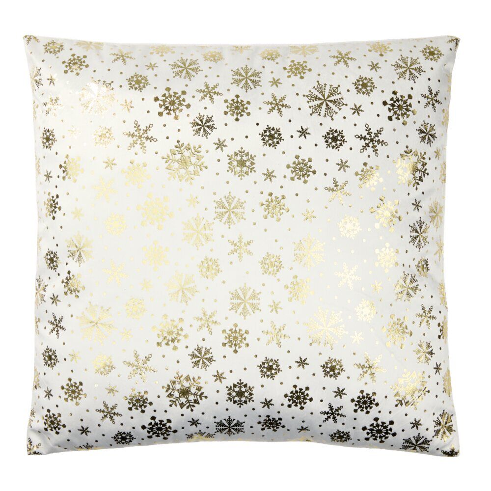 Coussin carré imitation velours imprimé No&euml;l L45X45XH10 cm (2 modèles rouge ou blanc)