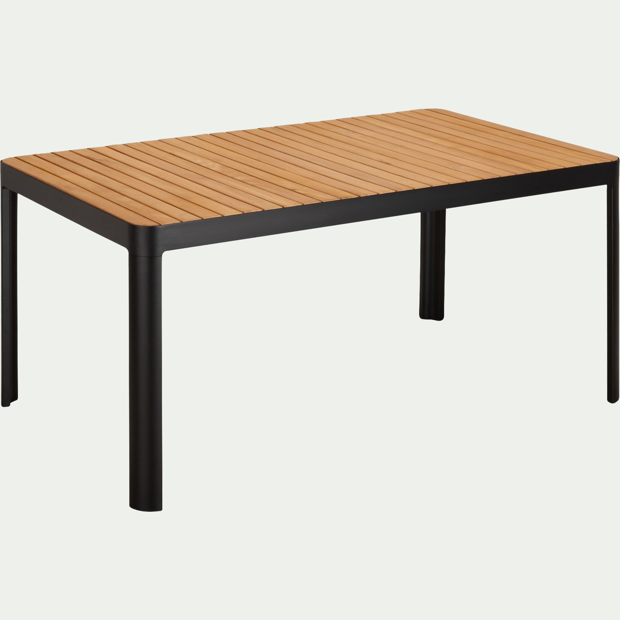 TASTA - Table de repas jardin en aluminium et teck - bois clair (6 places)