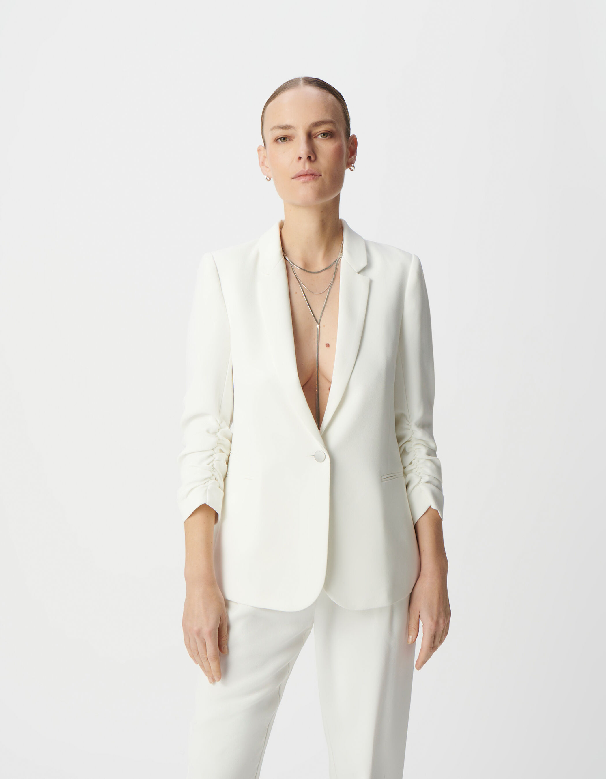 Veste de costume blanc cassé recyclé Femme