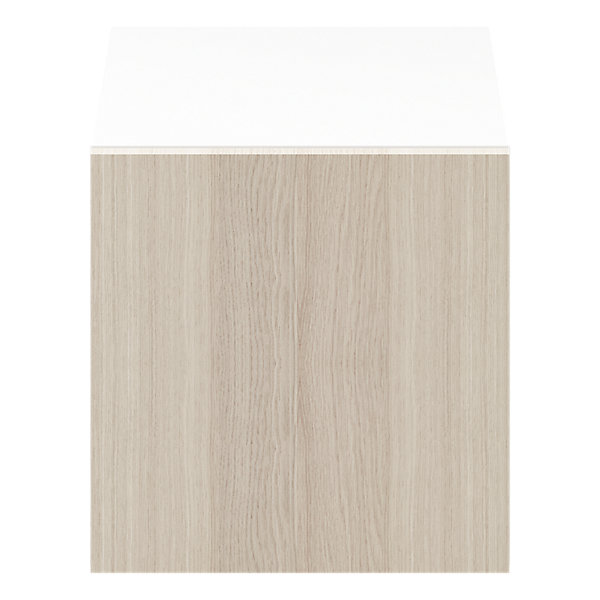 Cube rangement blanc avec porte effet chêne GoodHome Atomia H. 37,5 x L. 37,5 x P. 37 cm