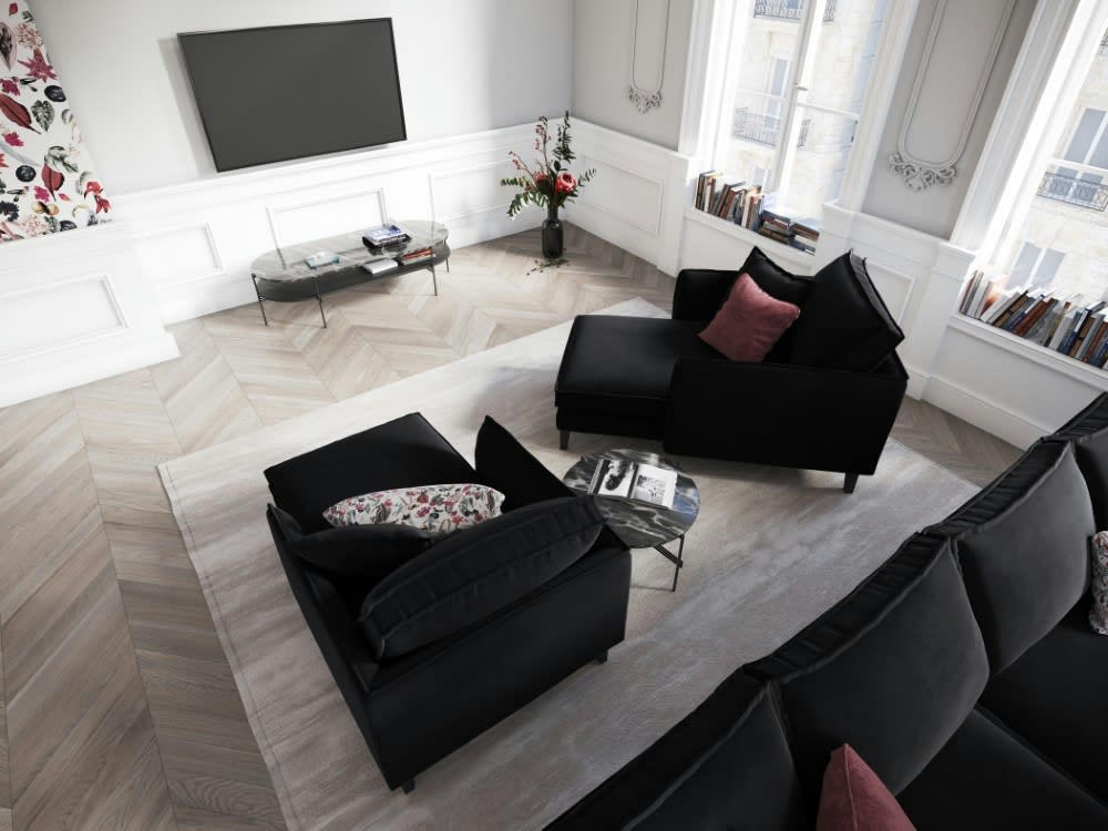 PROVENCE - Méridienne 1 place en velours noir