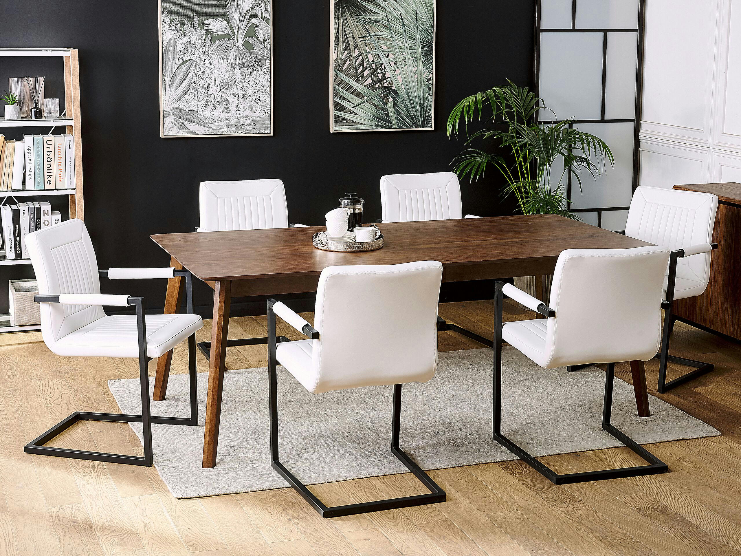 BRANDOL - Lot de 2 chaises de salle à manger en cuir PU blanc cassé