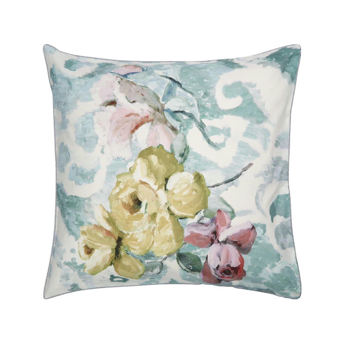 TAPESTRY FLOWER - Taie d'oreiller imprimée en percale de coton vert 65x65
