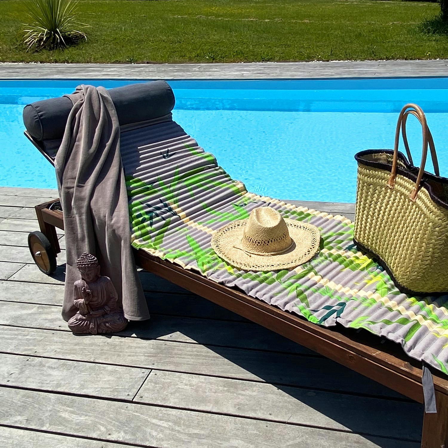 MATELAS POUR BAIN DE SOLEIL - Matelas de plage pour bain de soleil Bamboo 60x180 taupe