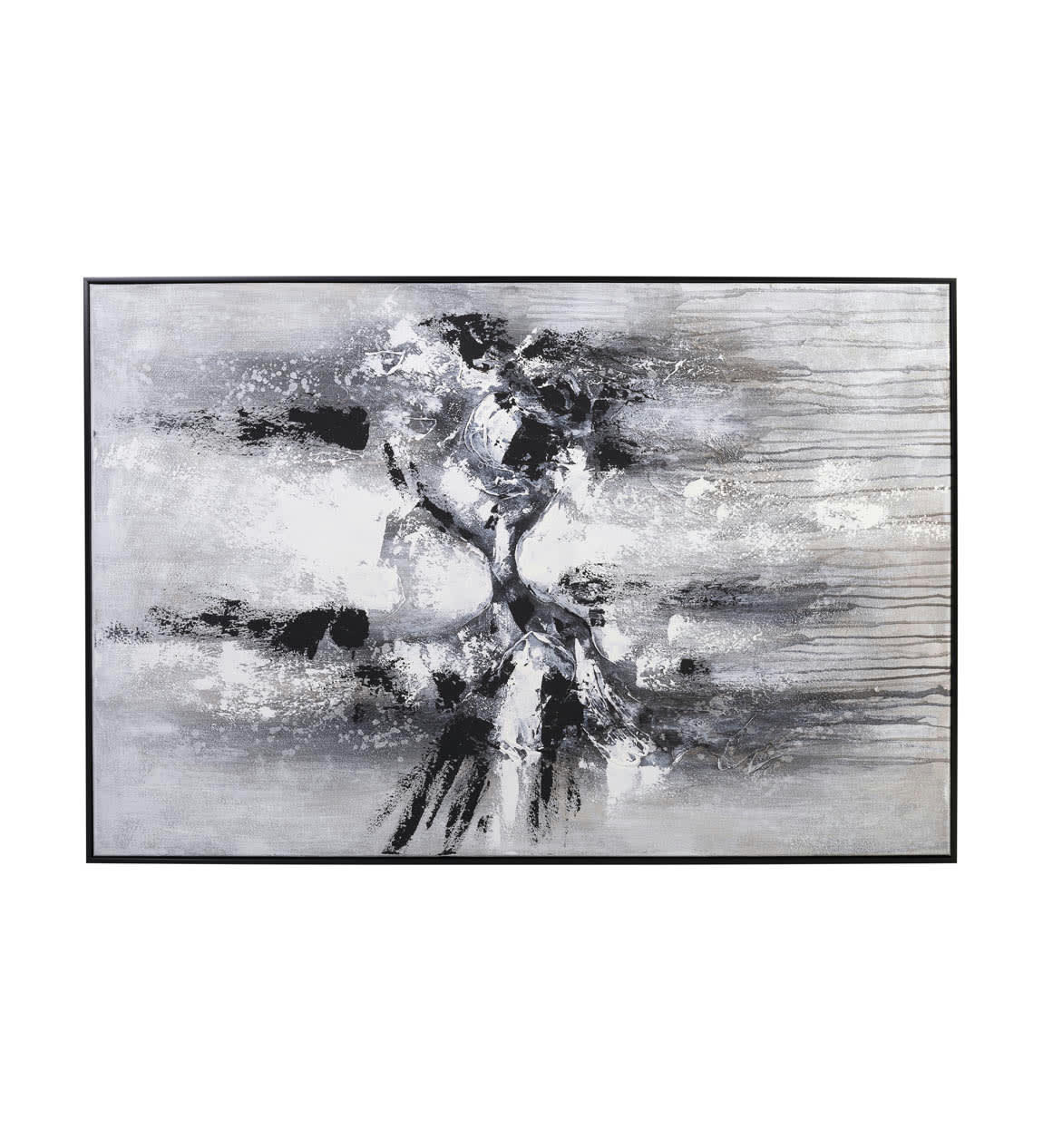 BERNA - Tableau à l'huile en bois en nuances de gris, 150x150 cm