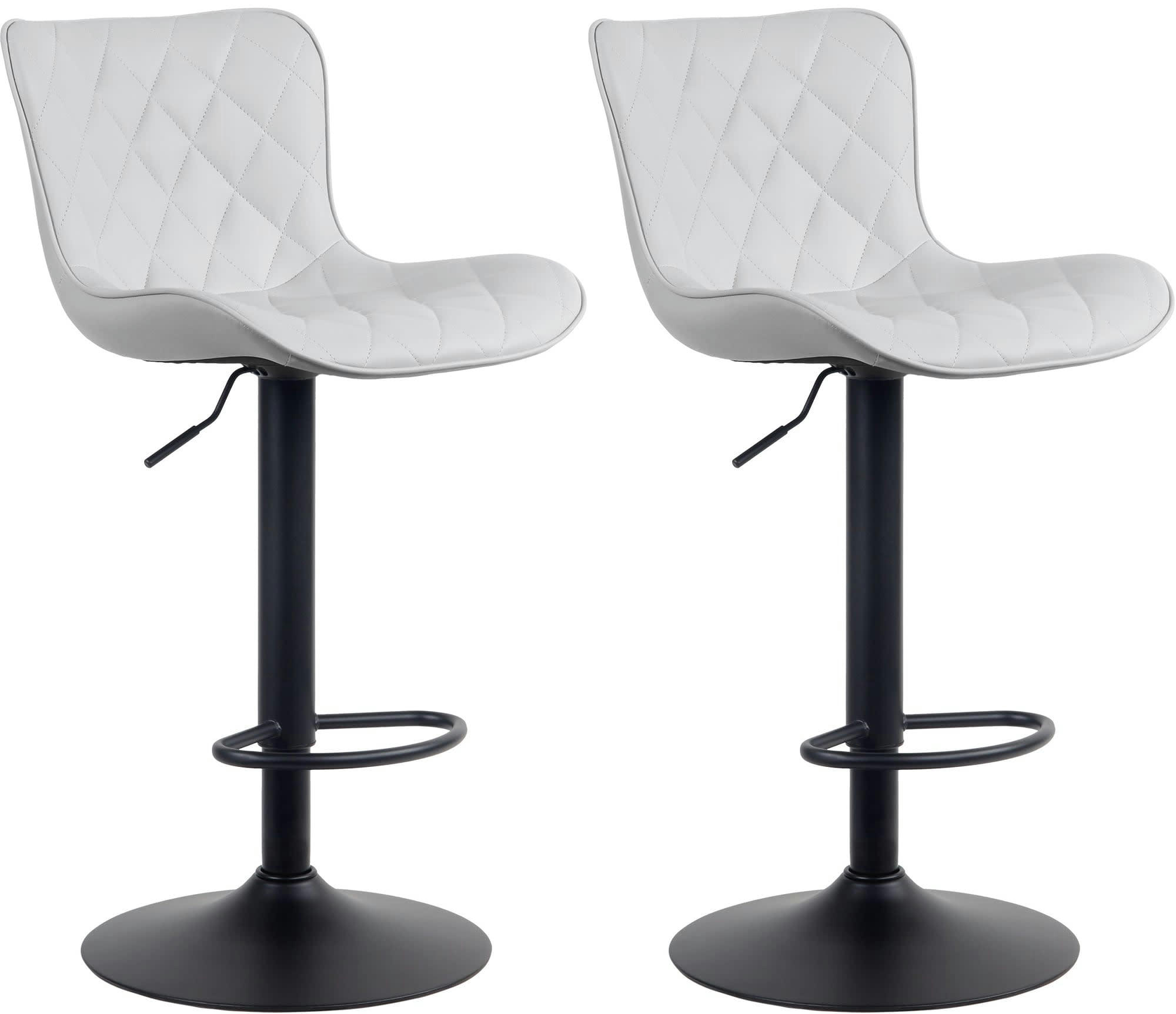 EMMA - Lot de 2 tabourets de bar ajustables pivotants similicuir Blanc