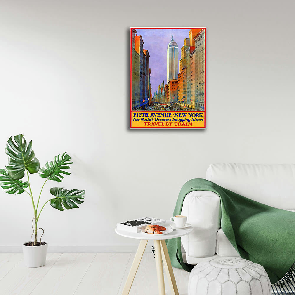 - Tableau affiche touristique vintage Fifth Avenue New York 50x70cm