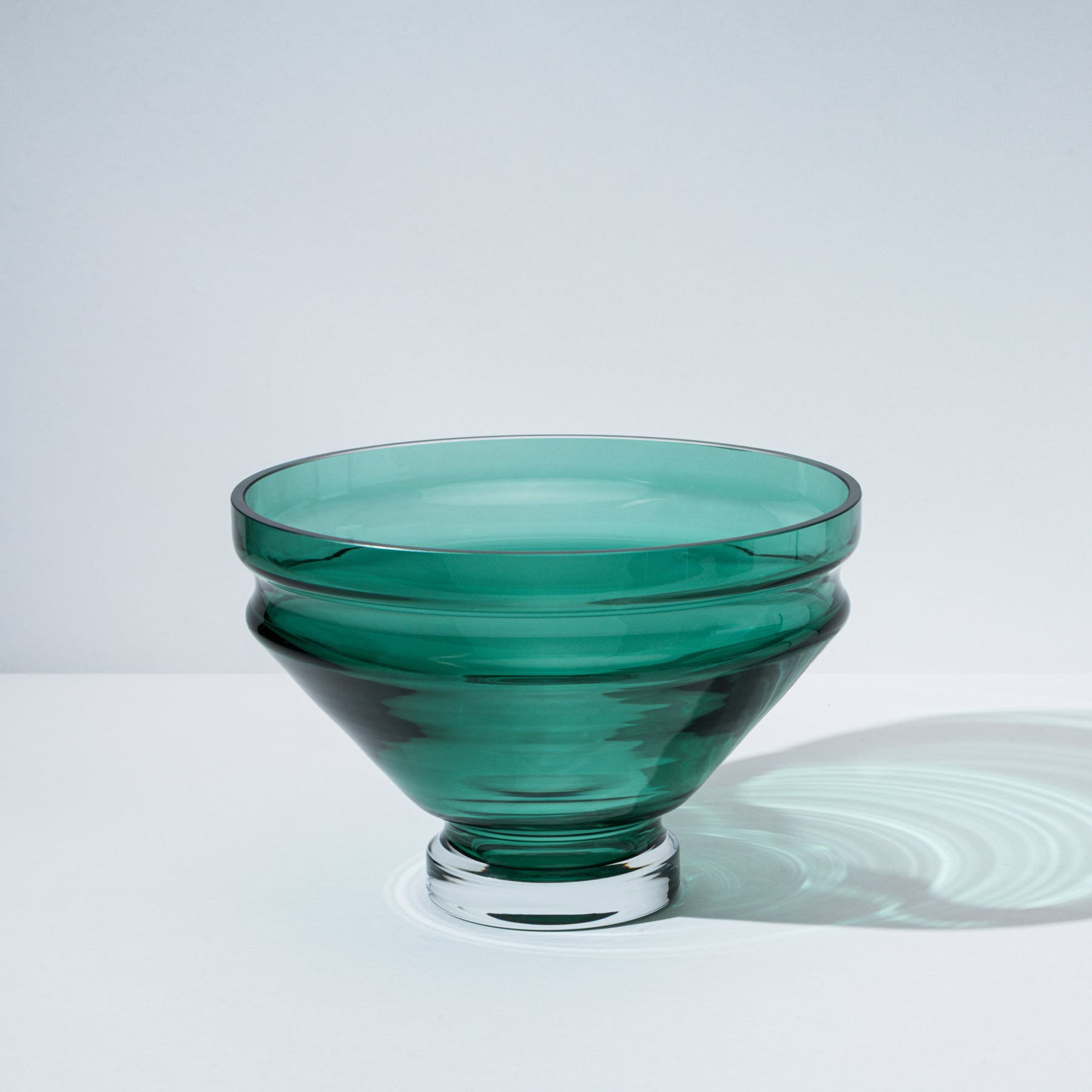 Large Bristol Green Sculptural Ripple Glass Bowl
