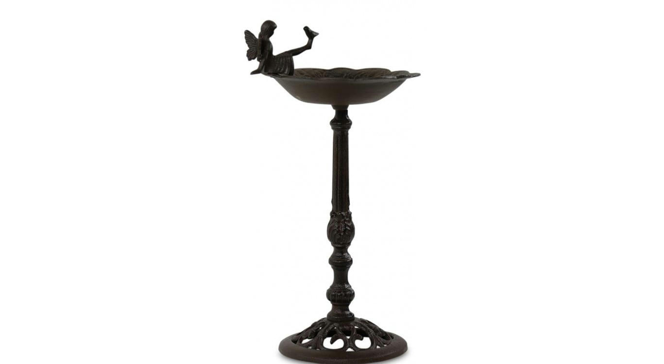 - Abreuvoir Oiseau Ange sur Pied Fonte Marron 27.5x25x51.5cm
