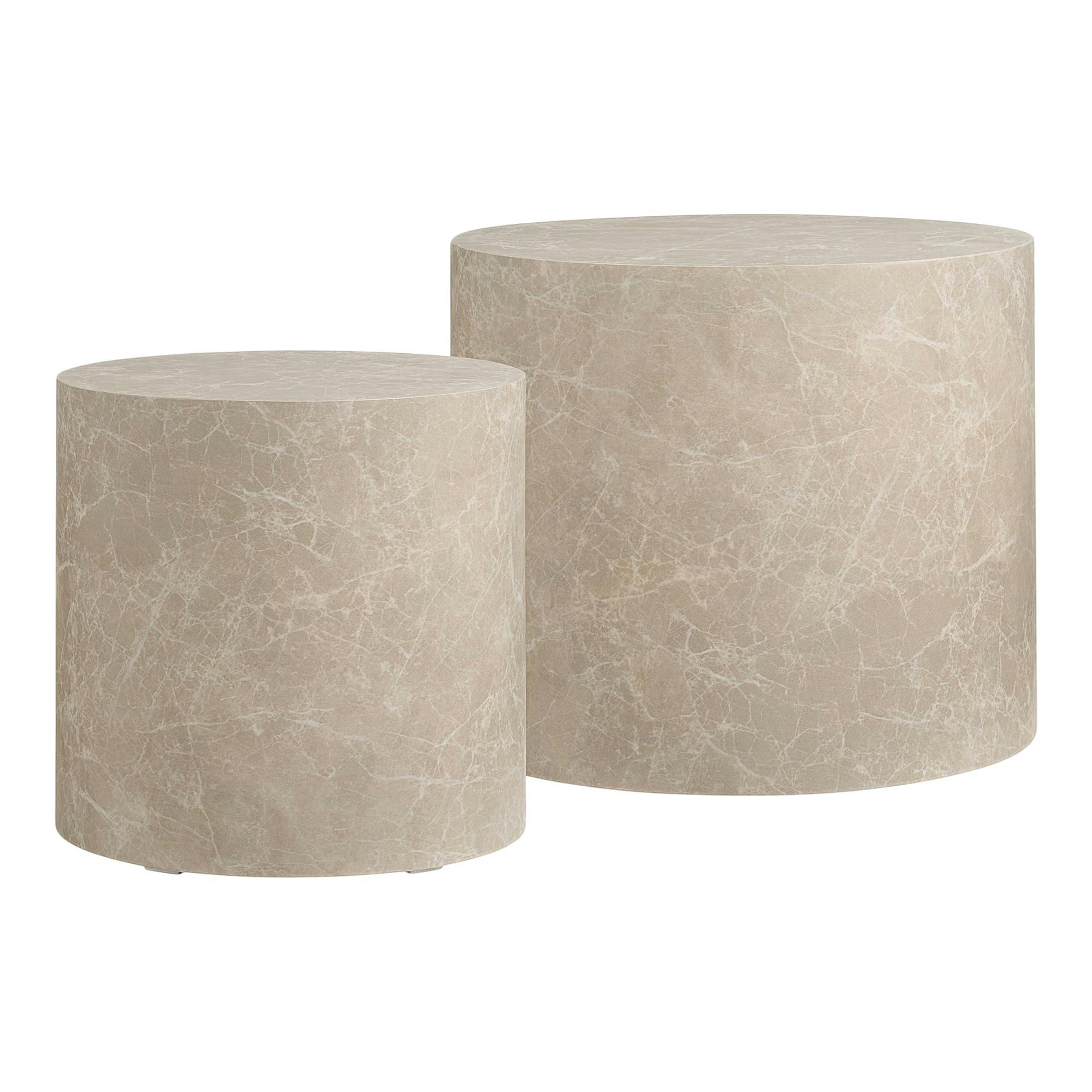 Table basse ronde design effet marbre grège (lot de 2) TORANO