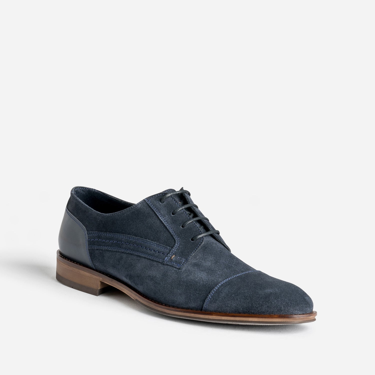 Derby marine cuir velours éco-conçu