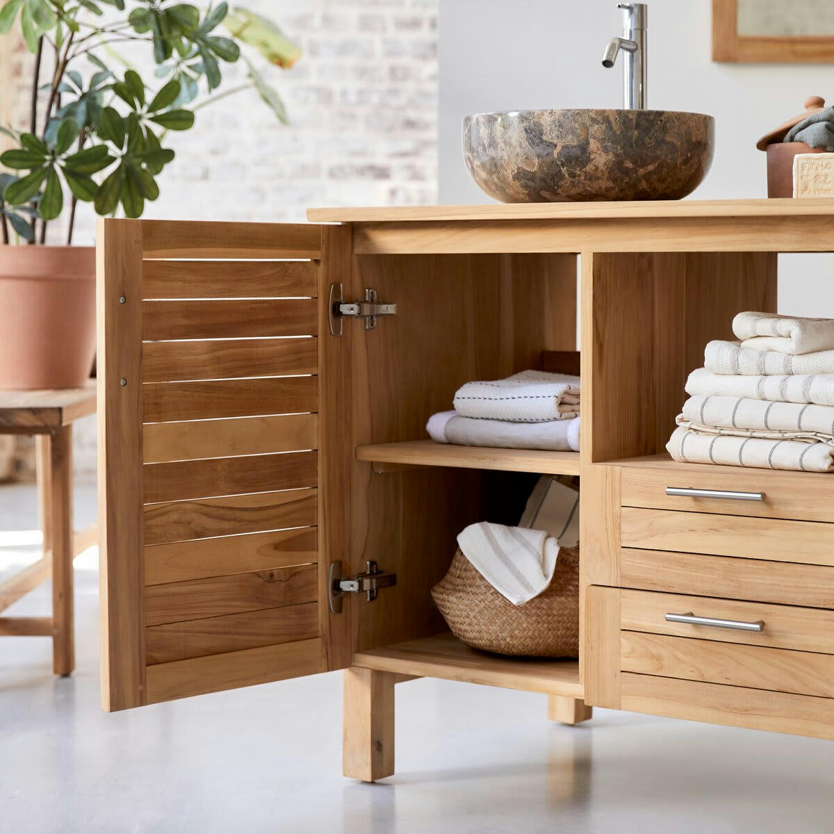 SOHO - Meuble sous vasque en teck massif 125 cm