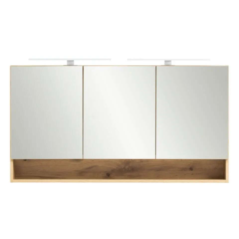 Spiegelkast Karan 120cm 3 deuren met verlichting - eik