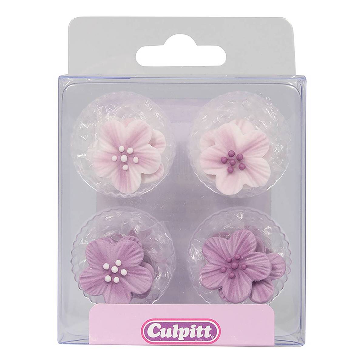 Culpitt Lilac Brushed Flower Sugar Toppers 12 Pack