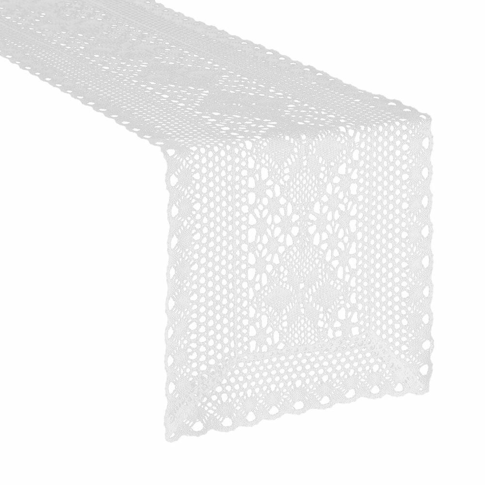 Bieżnik szydełkowy MEGGY ażurowy biały 32x140 cm