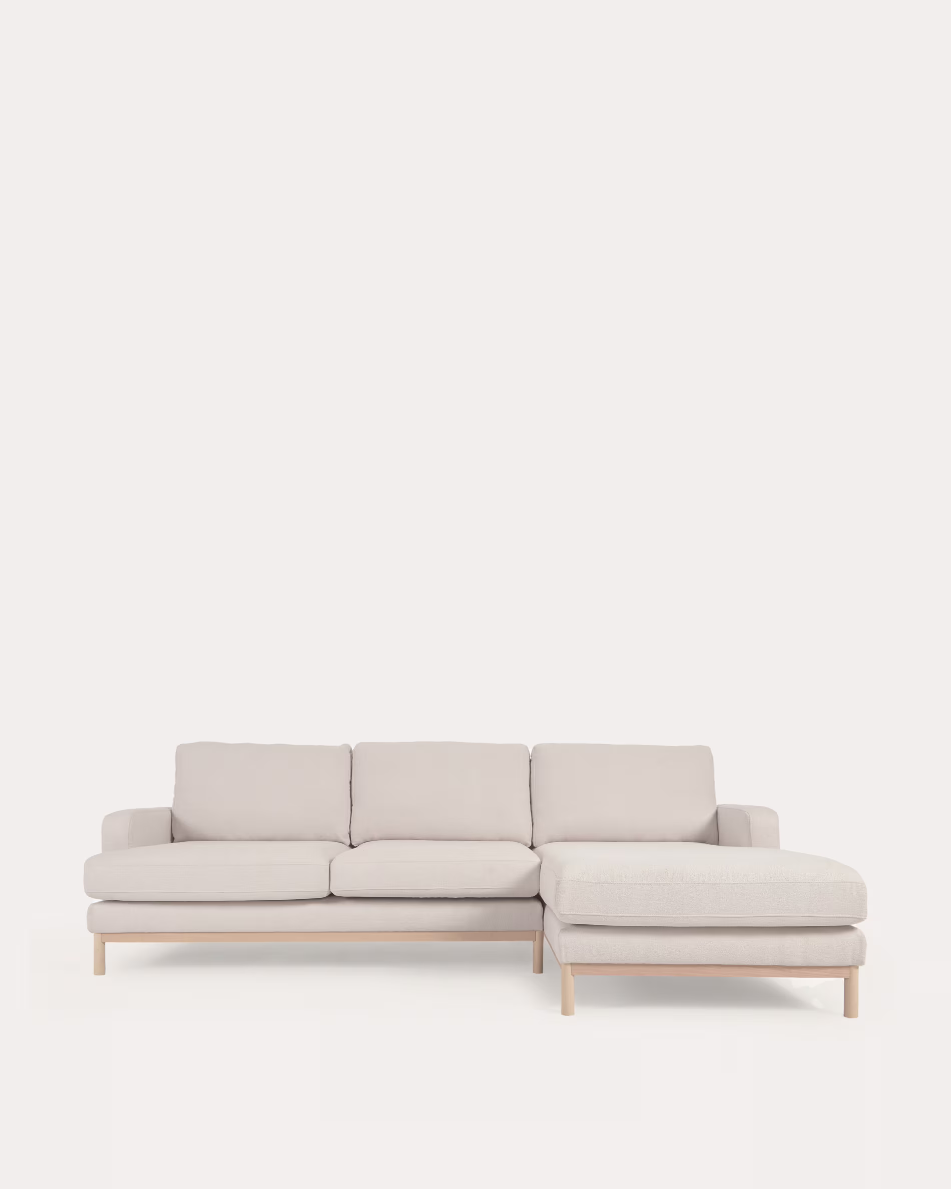Sofá Mihaela 3 plazas con chaise longue derecho de borreguito blanco 264 cm