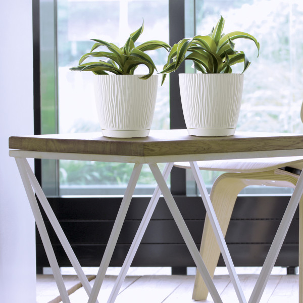 Doniczka z podstawką Sandy P 19 cm antracyt PROSPERPLAST