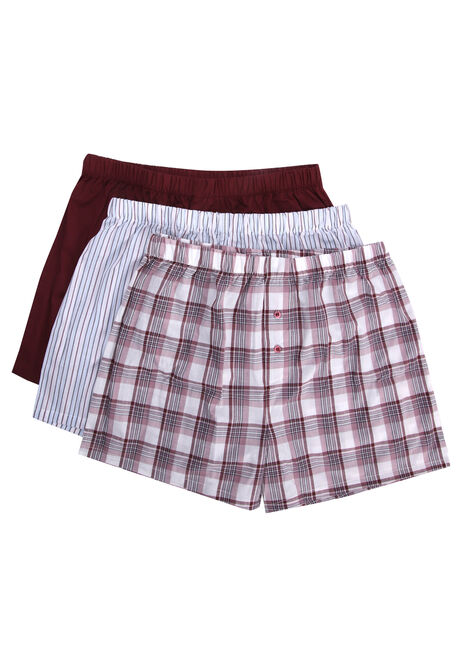Mens 3pk Blue Stripe & Check Woven Boxers