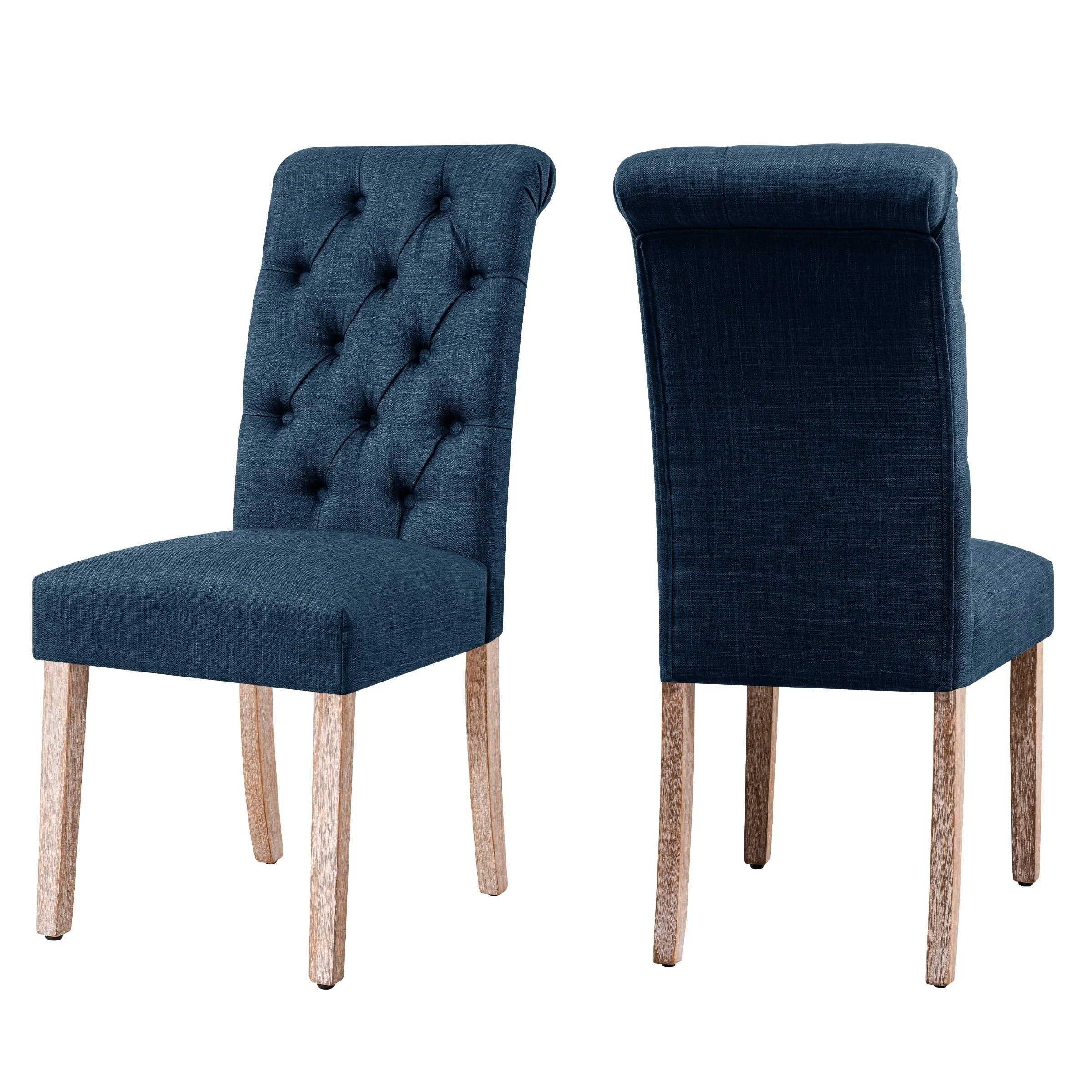 Subrtex(Set of 2)Linen Parsons Upholstered Button Dining Chair