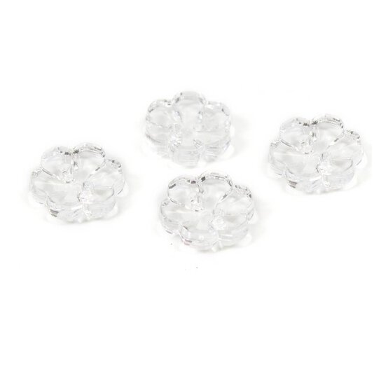 Hemline Clear Novelty Flower Button 4 Pack