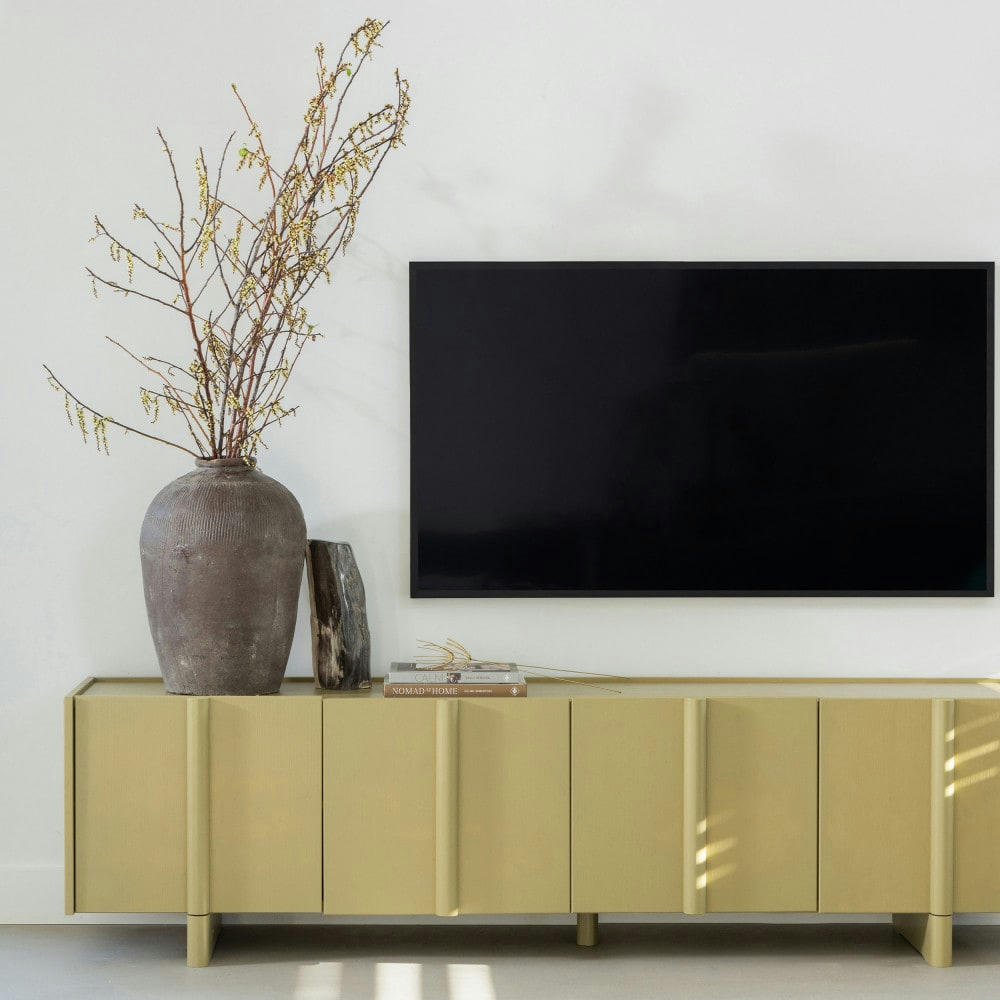 BASU - Meuble TV 4 portes en bois L200cm vert kaki