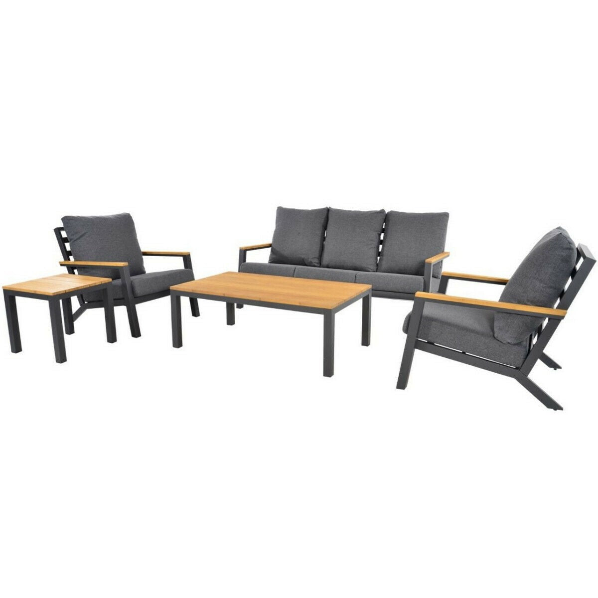 Lesli Living - Donnan loungeset aluminium bamboo grijs