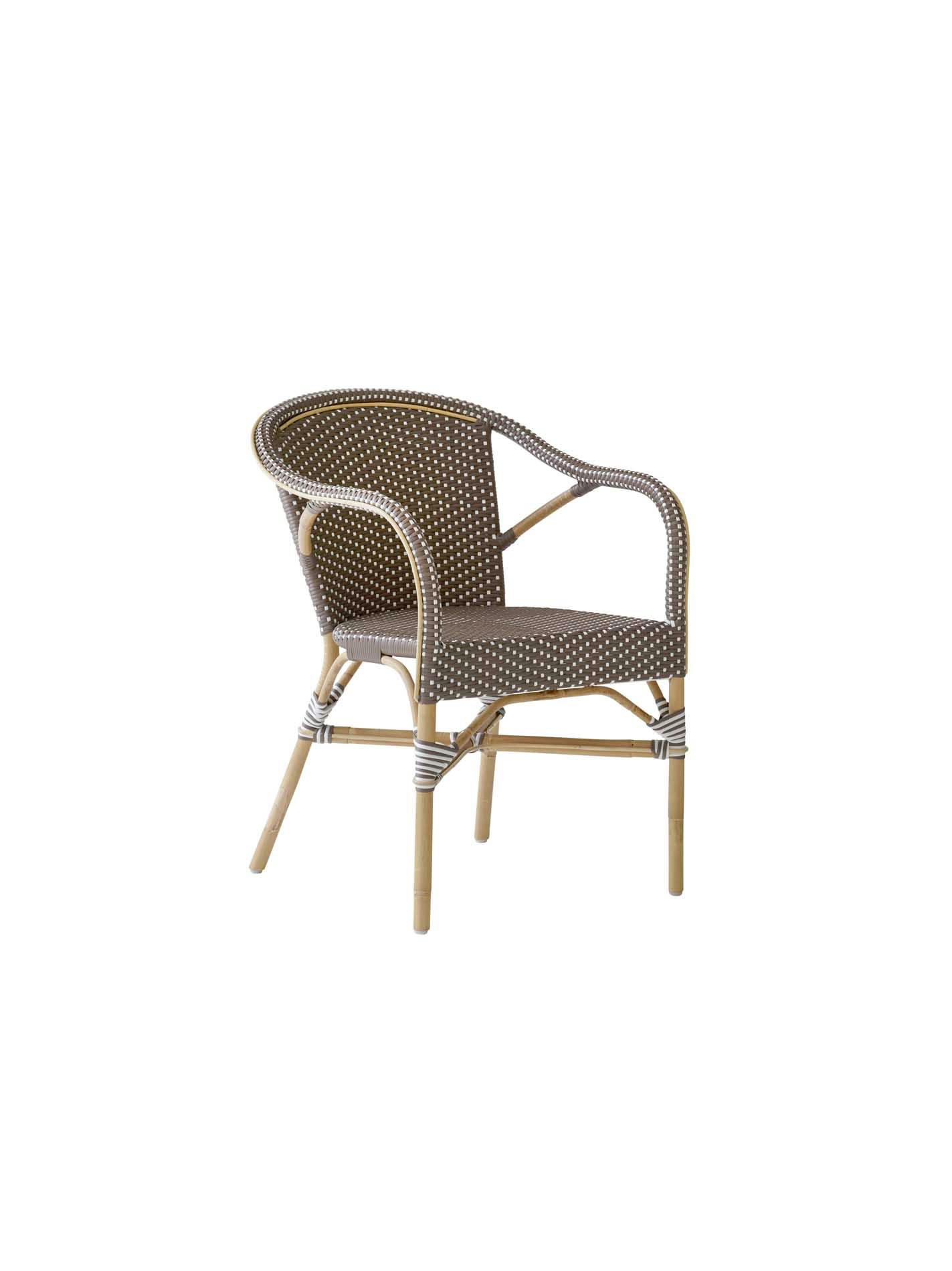 MADELEINE - Fauteuil empilable en rotin et cappuccino