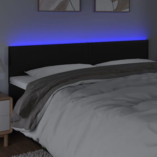 NNEVL LED Headboard Black 160x5x78/88 cm Faux Leather
