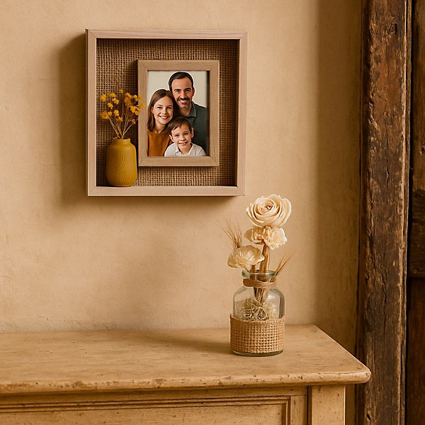 Cadre photo avec fleurs sécheés 24x22cm
