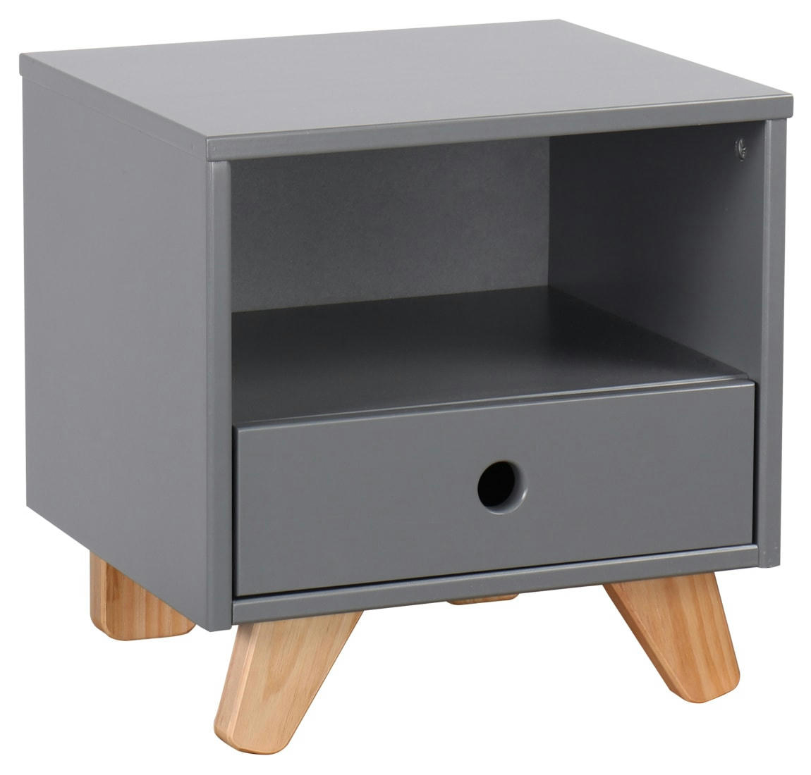 TIPI - Table de chevet enfant  gris   effet bois   35x40