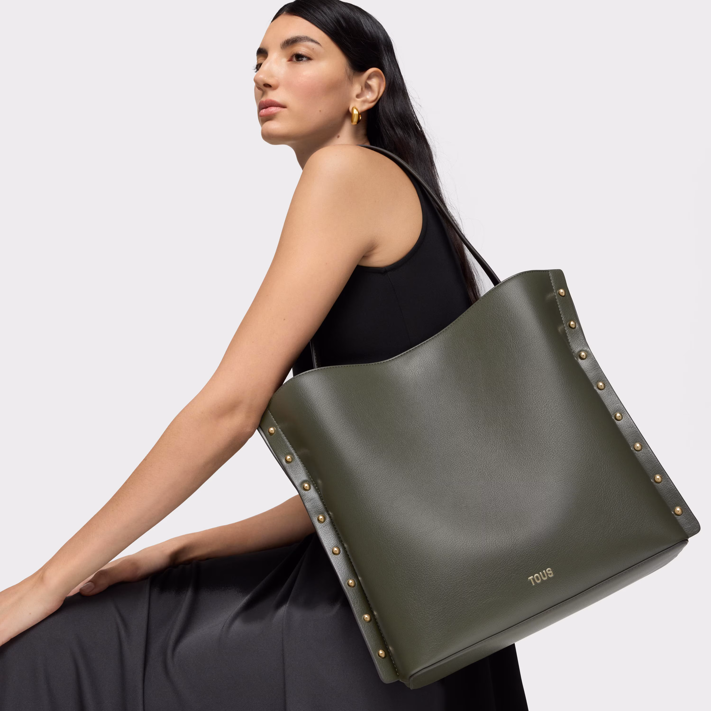 Bolso tote caqui TOUS Jewelry Studs