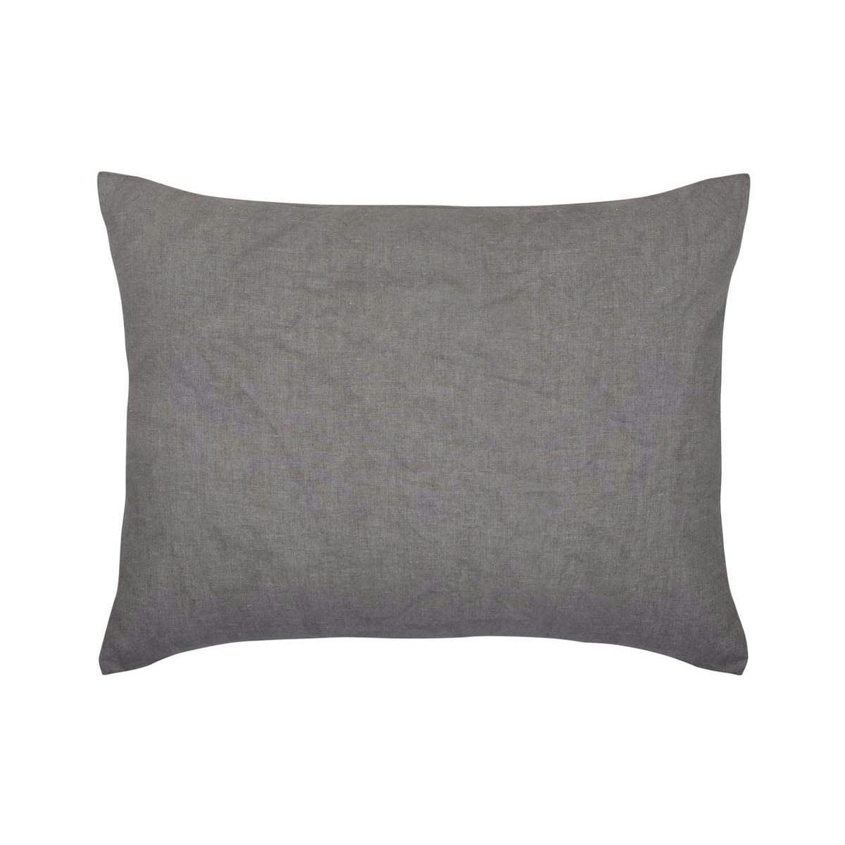 BASALTE - Taie d'oreiller unie en lin gris 50x70