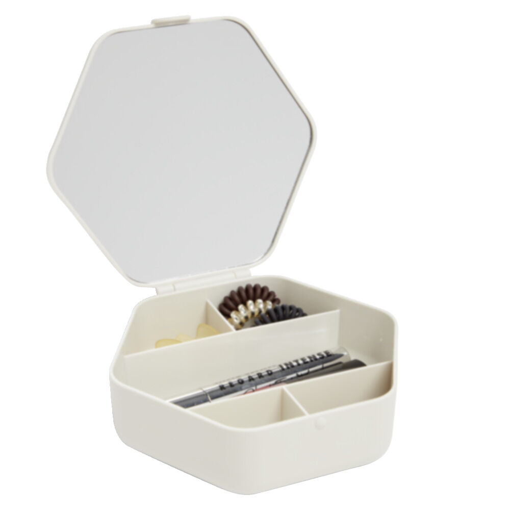 BoÎte organisateur à cosmétique et bijoux avec miroir 15x14cm (2 modèles)