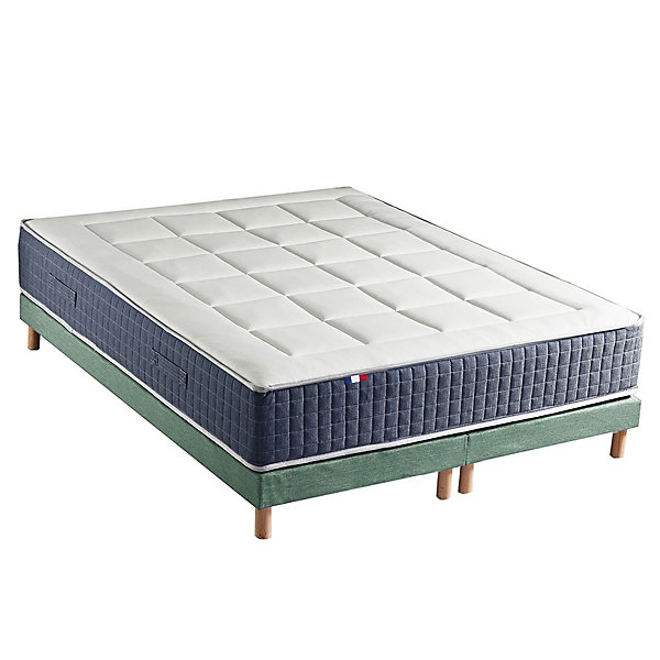 Ensemble matelas ressort 7 zones et mémoire forme sommier 2x90x200
