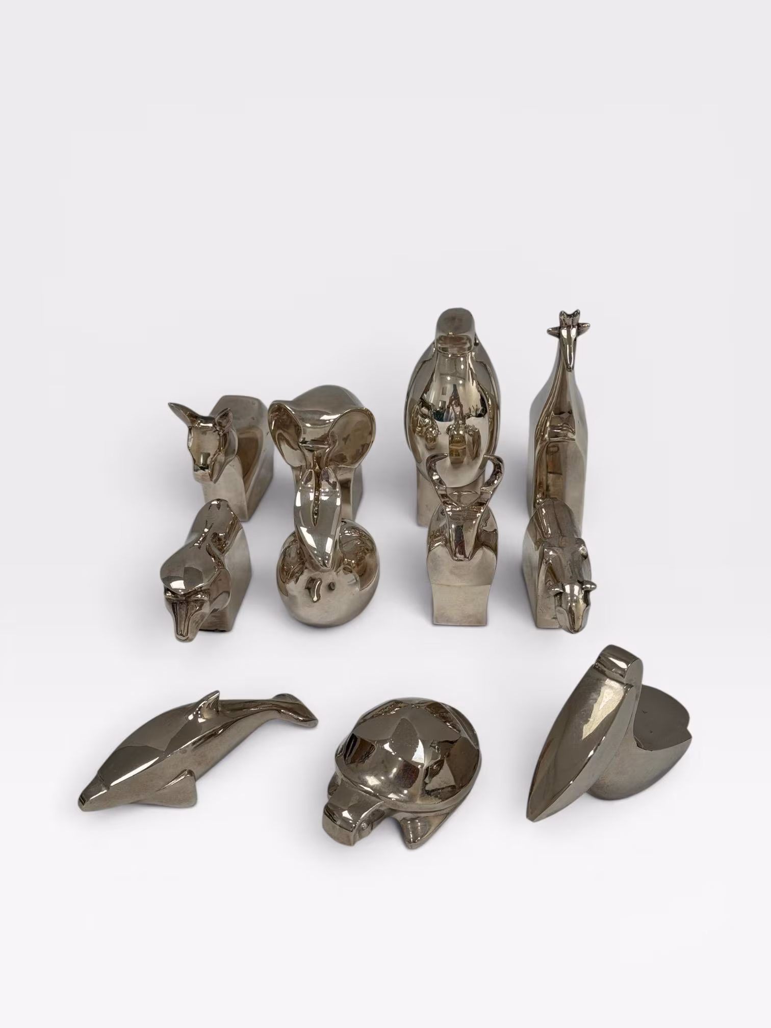 Gunnar Cyren Dansk Silver Plated Animal Paperweights, MCM Zoo Barnyard Figurines, Scandinavian Desk Decor