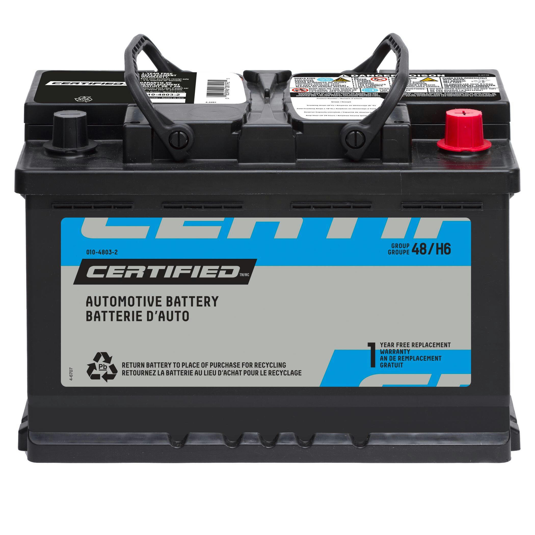 Certified Group Size 48 (H6/L3) Battery, 615 CCA