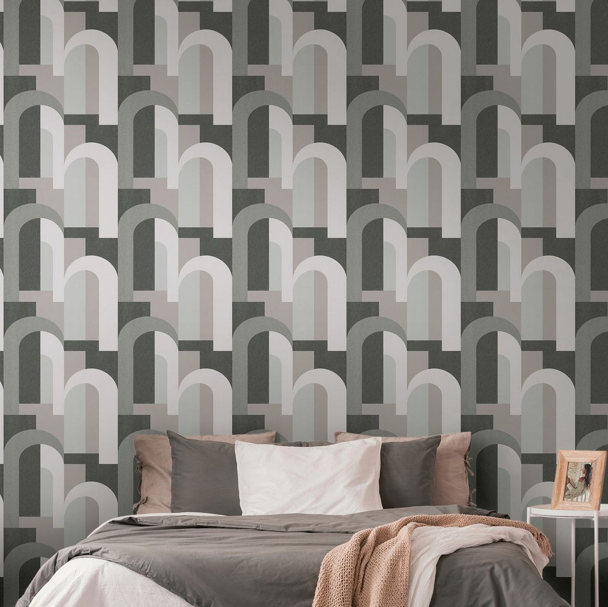 Livingwalls behang art deco motief grijs en zwart - 53 cm x 10.05 m - AS-391704