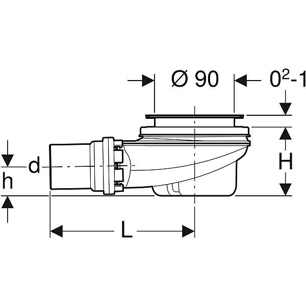 Bonde receveur de douche GEBERIT diam 90 mm 150.552.21.1