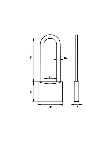 Cadenas à clé SP, anti-corrosion, 45 mm anse haute inox, 2 clés laiton - SP