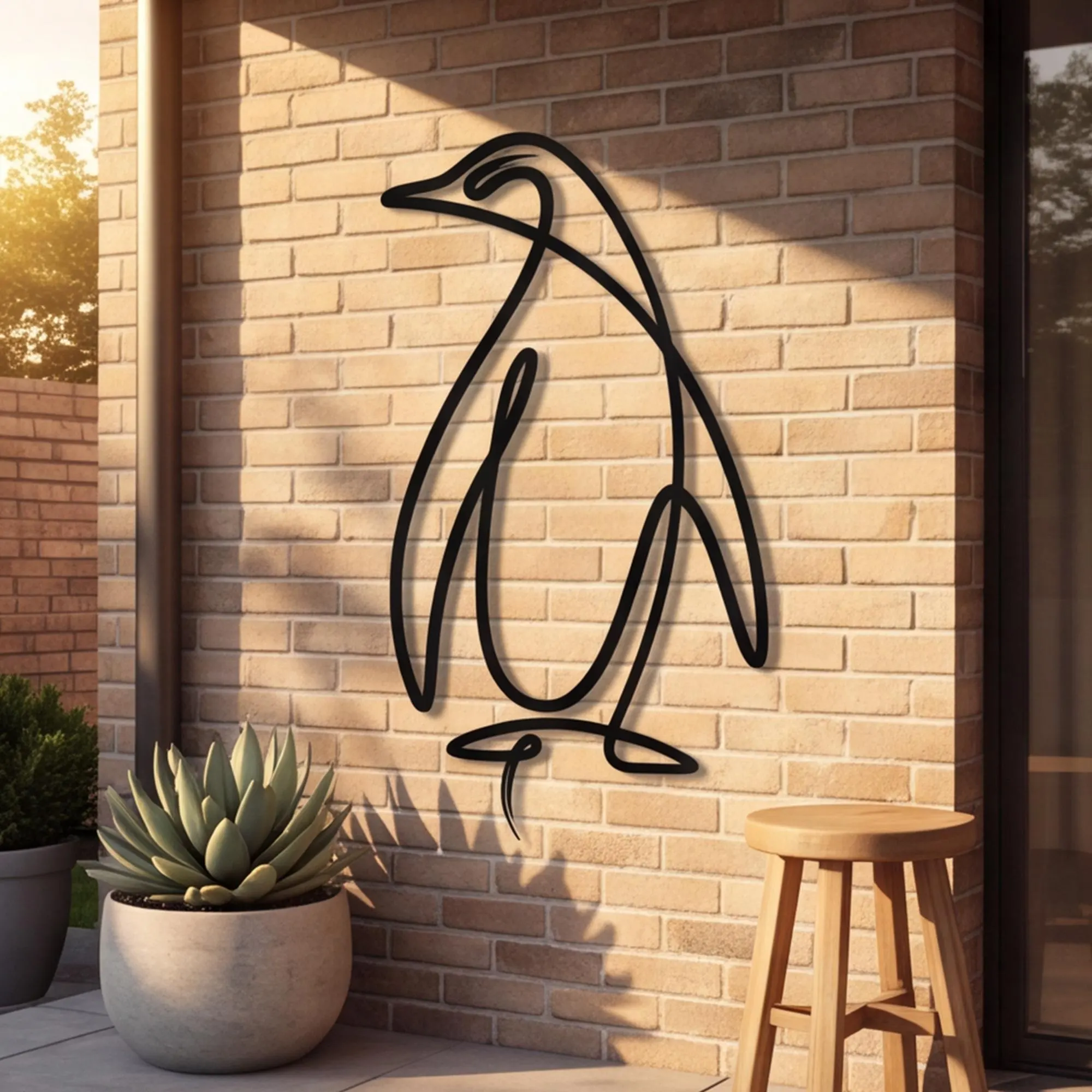 Minimalist Penguin Metal Wall Art, Modern Animal Wall Decor , Unique Bathroom Art, Nordic Line Art Metal Penguin Wall Sculpture