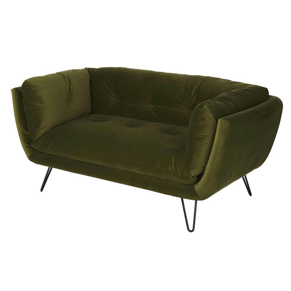 Dot - Canapé 2/3 places en velours vert mousse