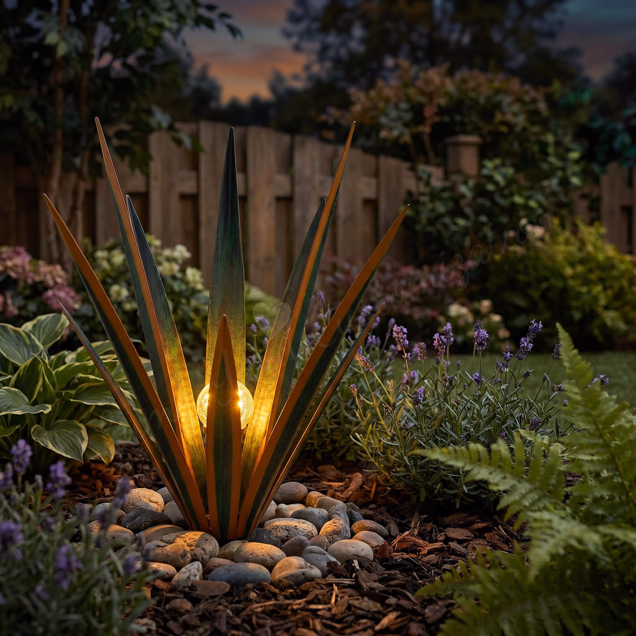 Solar Metal Agave Garden Light | Waterproof Outdoor | Desert Patio Yard Decor