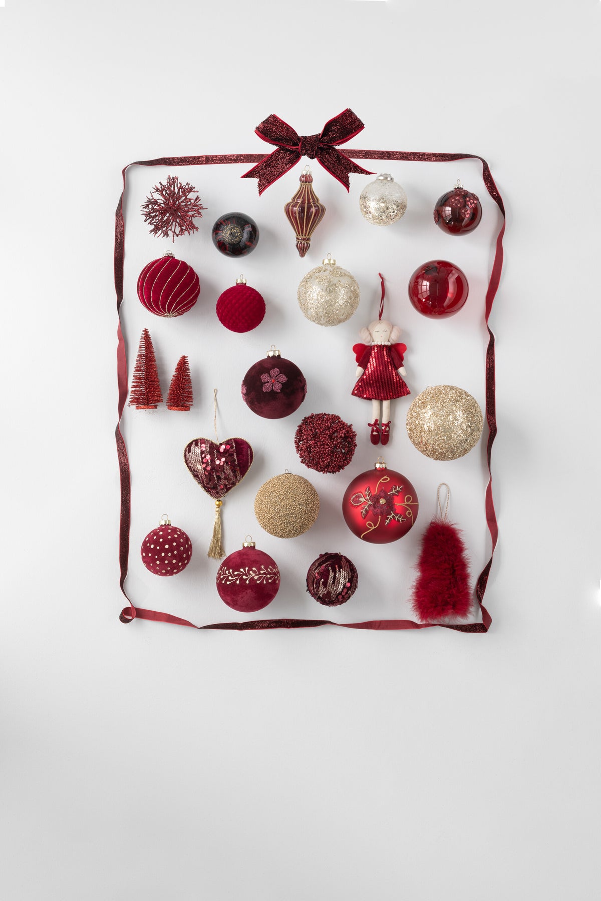 J-Line hanger Bal Pailletten - textiel - burgundy - small - 3 stuks
