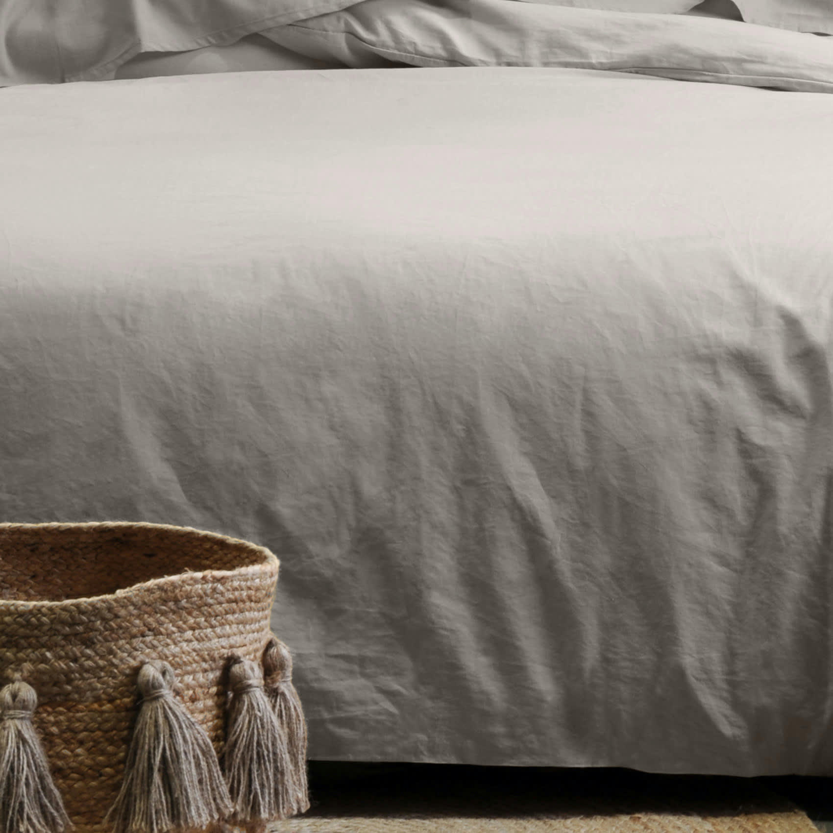 - Taie d'oreiller unie en coton bio beige 65x65 cm