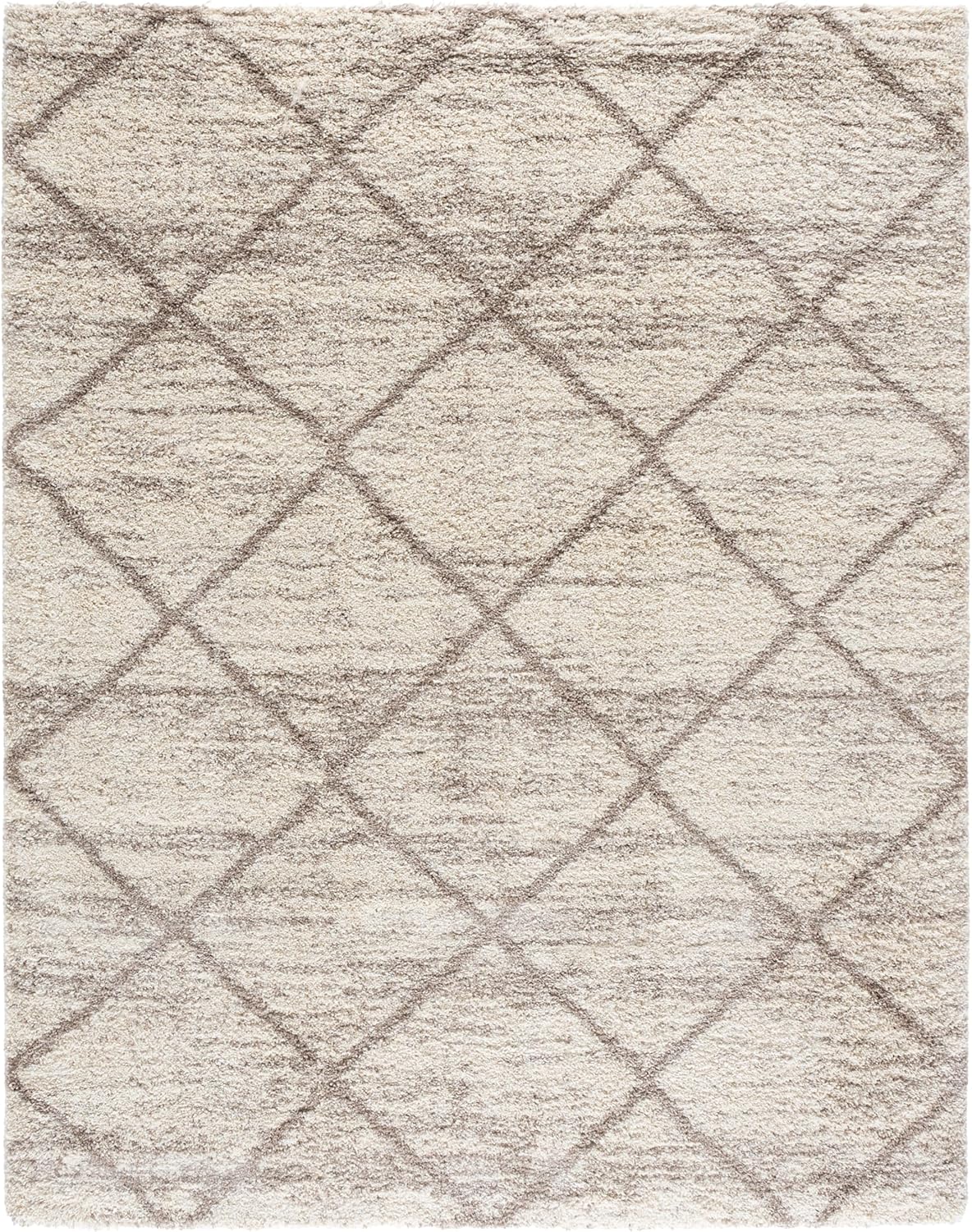 SAFAVIEH Hudson Shag Collection Area Rug - 9' x 12', Multi Ivory & Beige, Modern Trellis Design, Non-Shedding & Easy Care, 2-inch Thick Ideal for High Traffic Areas in Living Room, Bedroom (SGH281H)