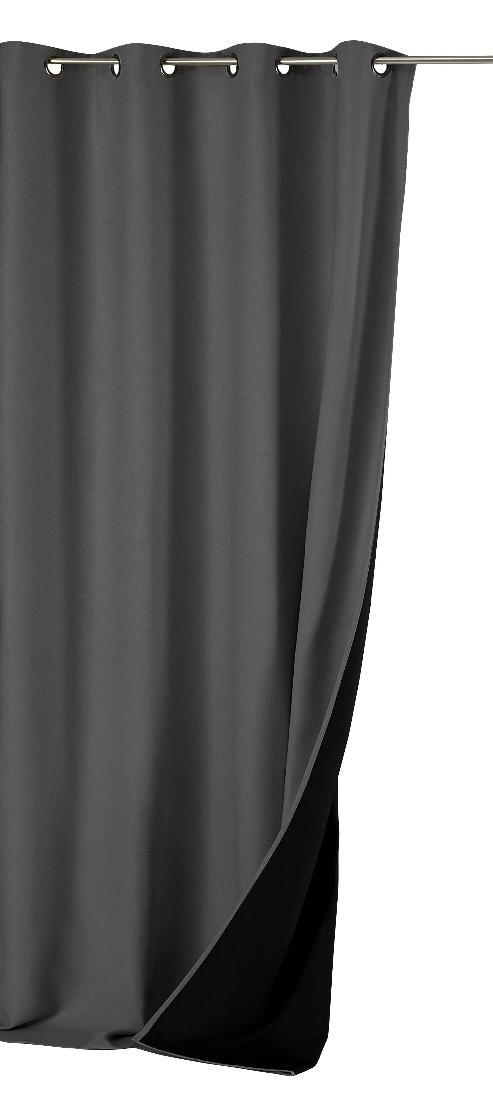 GALENA - Rideau thermique aspect velours 140x260cm Gris anthracite