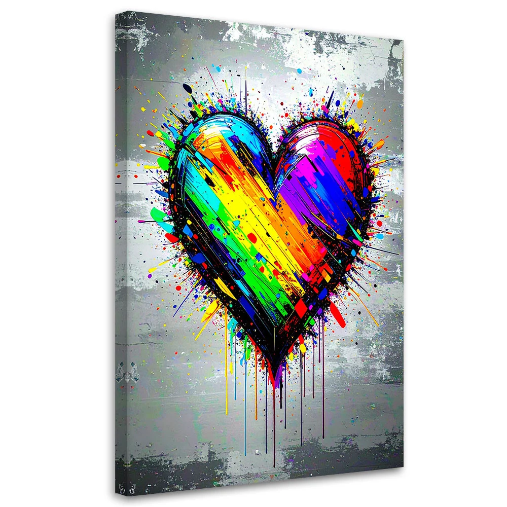 Obraz do sypialni salonu, Kolorowe Serce Graffiti Street Art 20x30