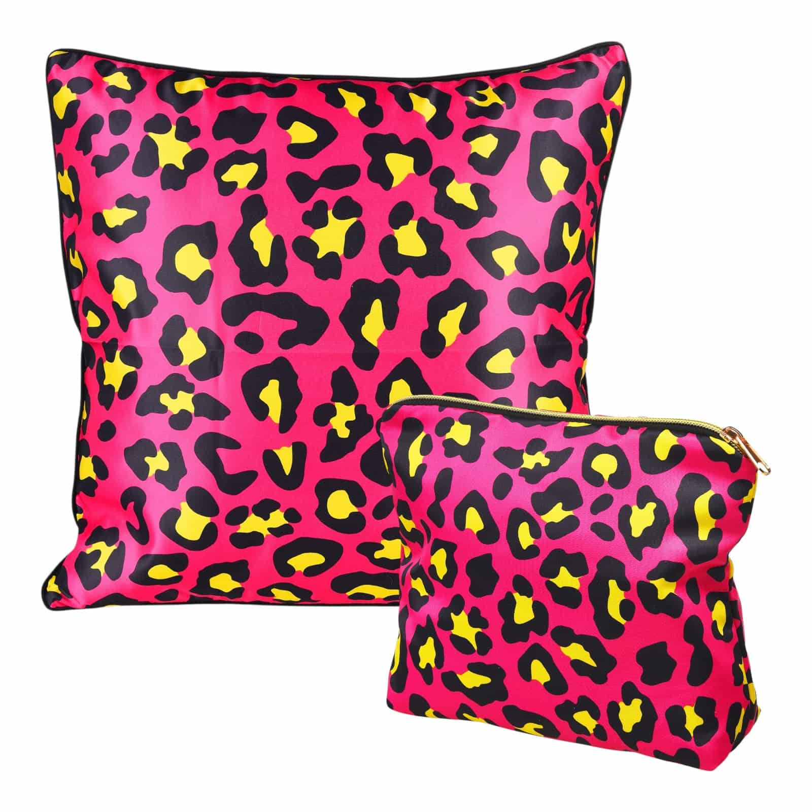 Set Leo mit Wende-Kissenhülle & Kosmetiktasche Pink, 2 -tlg.